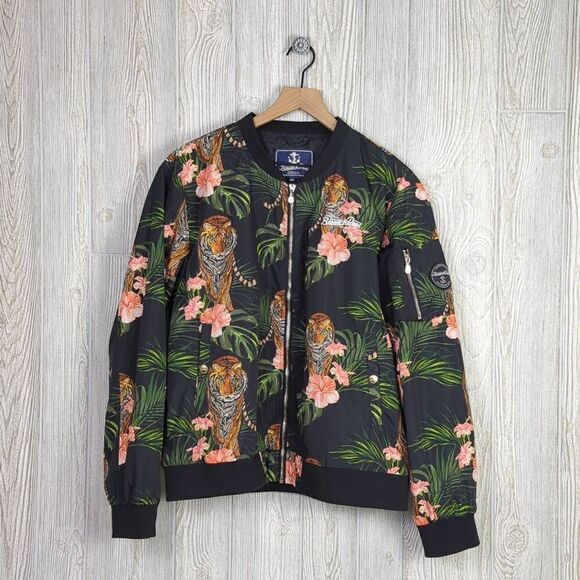 Blount & Pool Other - Blount & Pool Men’s 44 Large Black Green Maui Tiger Bomber Jacket Made in USA